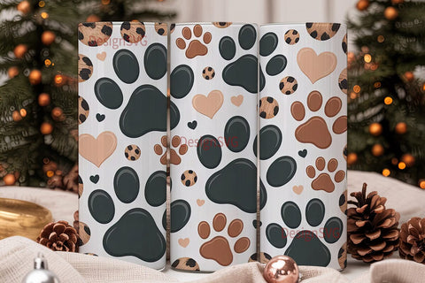 Paw Print & Leopard 20oz Tumbler Wrap Sublimation DesignSVG 