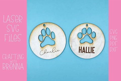 Paw Print Ornament Laser SVG File SVG Crafting With Brenna 