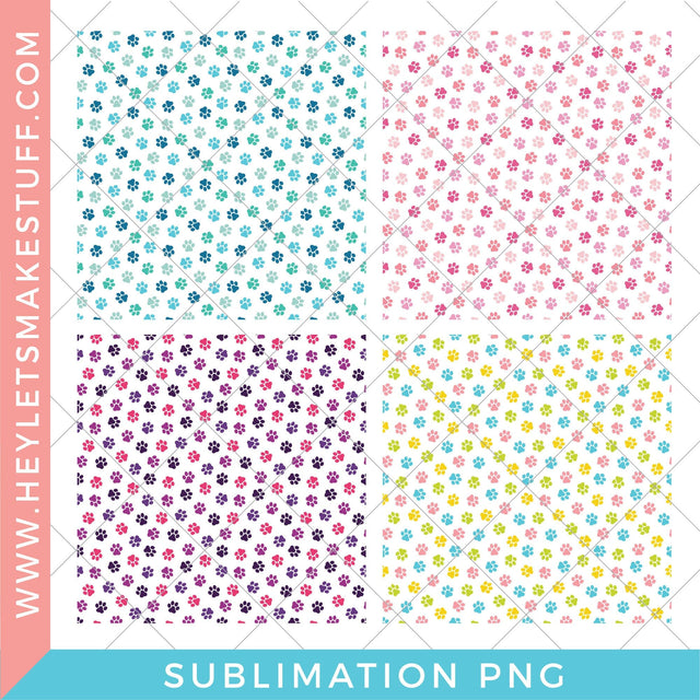 Paw Print Patterns Set - Sublimation Sublimation Hey Let's Make Stuff 