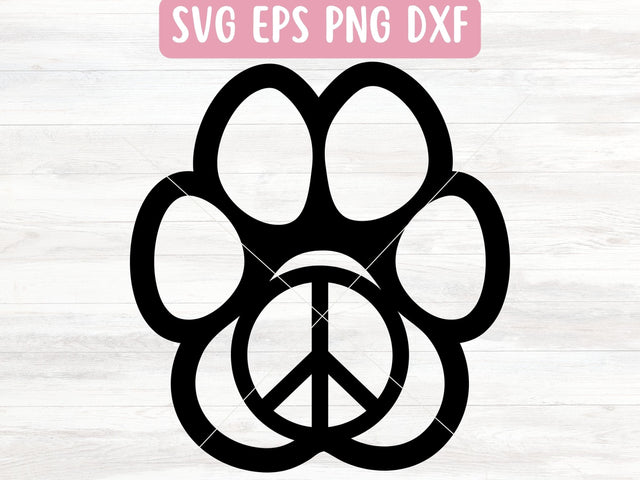 Paw Print Peace Sign SVG File for Cricut or Silhouette SVG Apple Grove Designs 