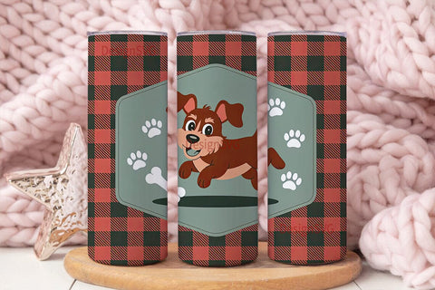 Paw Print Plaid 20oz Tumbler Wrap Sublimation DesignSVG 