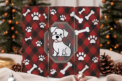 Paw Print Plaid 20oz Tumbler Wrap Sublimation DesignSVG 