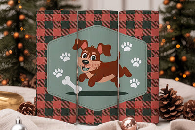 Paw Print Plaid 20oz Tumbler Wrap Sublimation DesignSVG 
