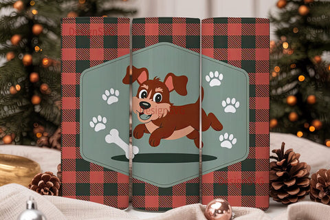 Paw Print Plaid 20oz Tumbler Wrap Sublimation DesignSVG 