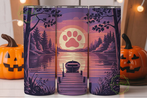 Paw Print Sunset 20oz Tumbler Wrap Sublimation PixelChick 