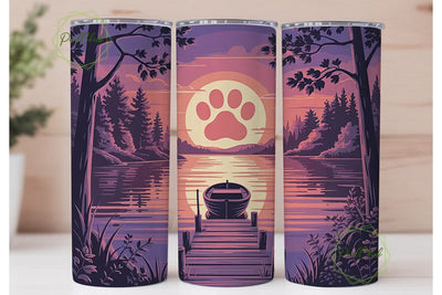 Paw Print Sunset 20oz Tumbler Wrap Sublimation PixelChick 