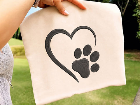 Paw with Heart Embroidery Design, 4 Sizes, Paw Dog Machine Embroidery Design, Paw Filled Stitch, Paw silhouette, Dog embroidery design Embroidery/Applique DESIGNS DesignDestine 