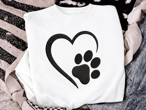 Paw with Heart Embroidery Design, 4 Sizes, Paw Dog Machine Embroidery Design, Paw Filled Stitch, Paw silhouette, Dog embroidery design Embroidery/Applique DESIGNS DesignDestine 