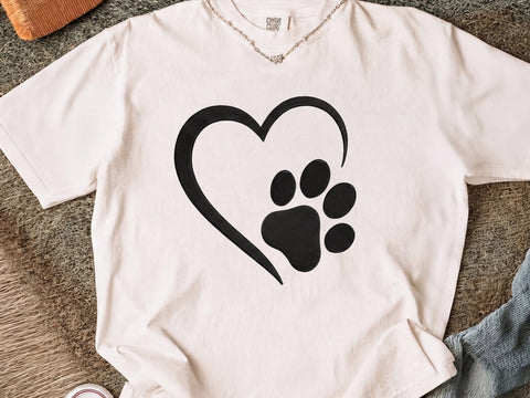 Paw with Heart Embroidery Design, 4 Sizes, Paw Dog Machine Embroidery Design, Paw Filled Stitch, Paw silhouette, Dog embroidery design Embroidery/Applique DESIGNS DesignDestine 