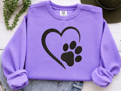 Paw with Heart Embroidery Design, 4 Sizes, Paw Dog Machine Embroidery Design, Paw Filled Stitch, Paw silhouette, Dog embroidery design Embroidery/Applique DESIGNS DesignDestine 