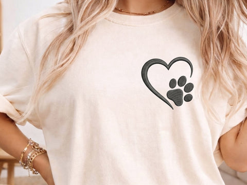 Paw with Heart Embroidery Design, 4 Sizes, Paw Dog Machine Embroidery Design, Paw Filled Stitch, Paw silhouette, Dog embroidery design Embroidery/Applique DESIGNS DesignDestine 