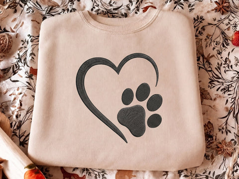 Paw with Heart Embroidery Design, 4 Sizes, Paw Dog Machine Embroidery Design, Paw Filled Stitch, Paw silhouette, Dog embroidery design Embroidery/Applique DESIGNS DesignDestine 