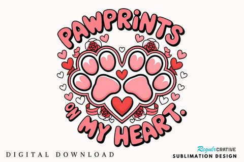 Pawprints On My Heart Sublimation Design Sublimation Regulrcrative 