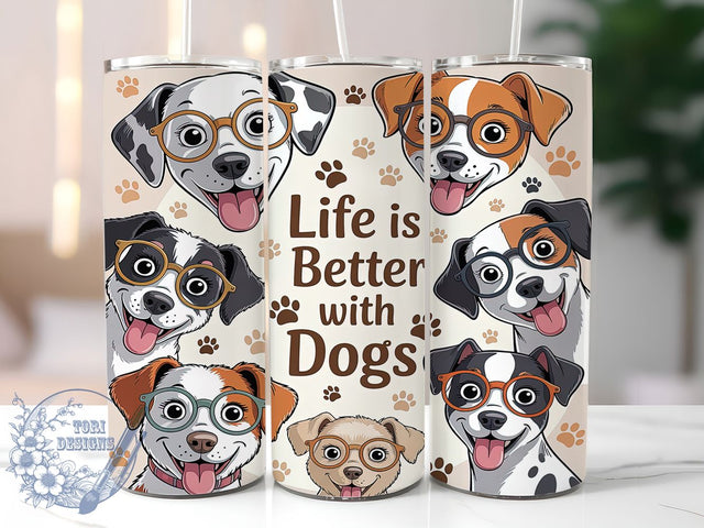 Paws & Laughs Funny Dog Tumbler, Life With Dogs PNG, Dog Lover Tumbler Wrap, 20oz Pet Tumbler Design, Dog Mom Sublimation, Cute Dog Tumbler Wrap, Dog Life Sublimation Design Sublimation ToriDesigns 