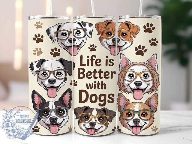 Paws & Laughs Funny Dog Tumbler, Life With Dogs PNG, Dog Lover Tumbler Wrap, 20oz Pet Tumbler Design, Dog Mom Sublimation, Cute Dog Tumbler Wrap, Dog Life Sublimation Design Sublimation ToriDesigns 