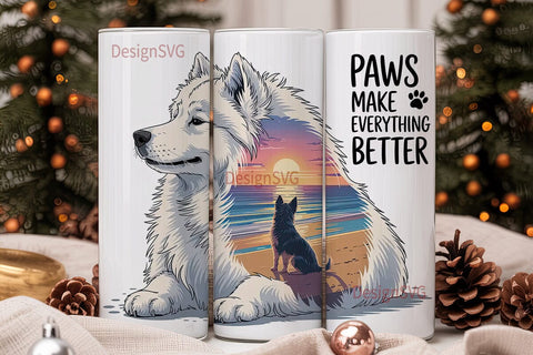 Paws Make Everything Better Tumbler Wrap Sublimation DesignSVG 