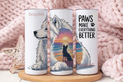 Paws Make Everything Better Tumbler Wrap Sublimation DesignSVG 