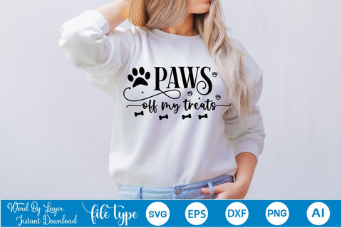 Paws Off My Treats SVG Design, Dog Bandana Design, Dog SVG Cut File, SVGs,Quotes and Sayings,Food & Drink,On Sale, Print & Cut SVG DesignPlante 503 