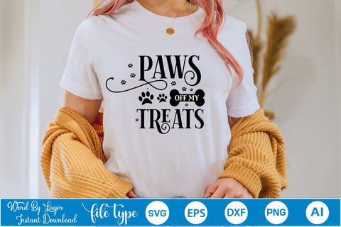 Paws Off My Treats SVG Design, Dog Bandana Design, Dog SVG Cut File, SVGs,Quotes and Sayings,Food & Drink,On Sale, Print & Cut SVG DesignPlante 503 