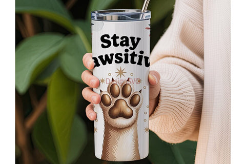 Pawsitive Dog Paws 20oz Tumbler Wrap Sublimation DesignSVG 