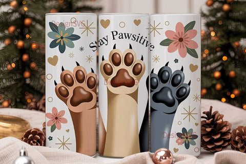 Pawsitive Dog Paws 20oz Tumbler Wrap Sublimation DesignSVG 