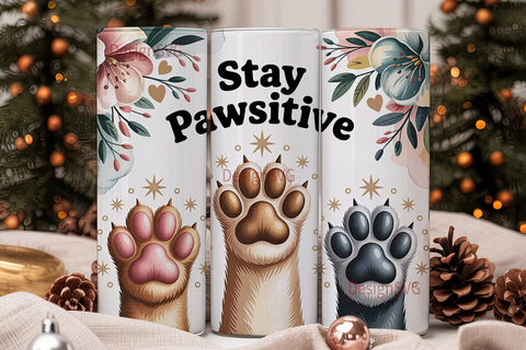 Pawsitive Dog Paws 20oz Tumbler Wrap Sublimation DesignSVG 