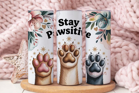 Pawsitive Dog Paws 20oz Tumbler Wrap Sublimation DesignSVG 