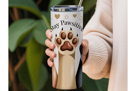 Pawsitive Dog Paws 20oz Tumbler Wrap Sublimation DesignSVG 