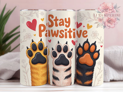 Pawsitive Inspirational Dog Tumbler, Positive Pawsitive Wrap, Dog Lover Cup, 20oz Sublimation Wrap, Stylish Puppy Theme Tumbler, Motivational Pet Design Cup, Canine Inspiration Wrap Sublimation Li Zamperini 