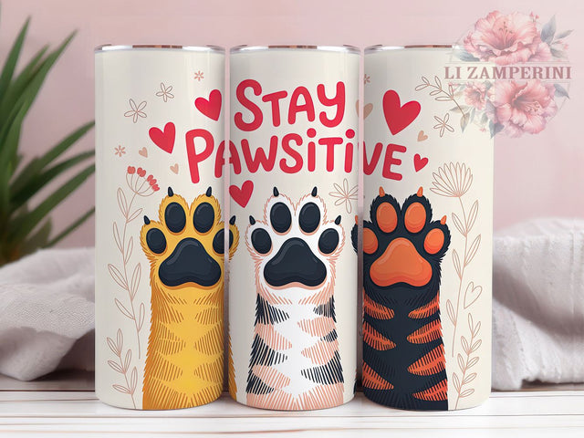 Pawsitive Inspirational Dog Tumbler, Positive Pawsitive Wrap, Dog Lover Cup, 20oz Sublimation Wrap, Stylish Puppy Theme Tumbler, Motivational Pet Design Cup, Canine Inspiration Wrap Sublimation Li Zamperini 