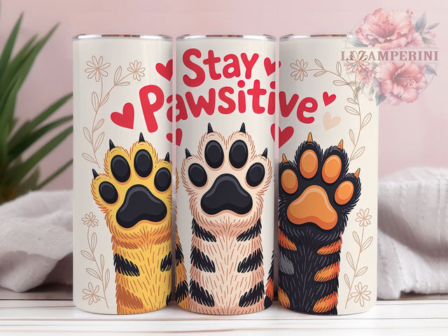 Pawsitive Inspirational Dog Tumbler, Positive Pawsitive Wrap, Dog Lover Cup, 20oz Sublimation Wrap, Stylish Puppy Theme Tumbler, Motivational Pet Design Cup, Canine Inspiration Wrap Sublimation Li Zamperini 