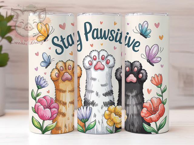 Pawsitive Stay Positive Dog Tumbler, Stay Positive Tumbler, Pawsitive Tumbler, 20oz Tumbler Wrap, Dog Lover Tumbler, Motivational Dog Tumbler, Dog Quote Tumbler Sublimation Lara' s Designs 