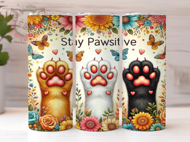 Pawsitive Stay Positive Dog Tumbler, Stay Positive Tumbler, Pawsitive Tumbler, 20oz Tumbler Wrap, Dog Lover Tumbler, Motivational Dog Tumbler, Dog Quote Tumbler Sublimation Lara' s Designs 