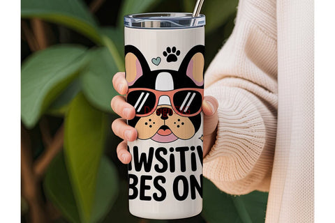 Pawsitive Vibes Dog 20oz Tumbler Wrap Sublimation DesignSVG 