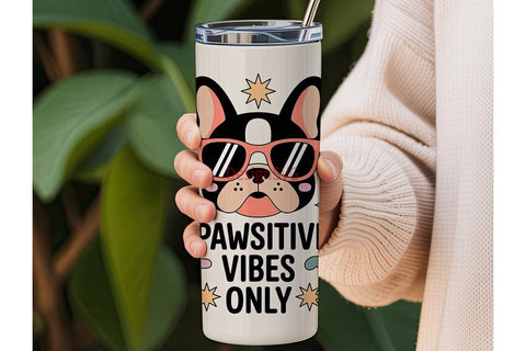 Pawsitive Vibes Dog 20oz Tumbler Wrap Sublimation DesignSVG 
