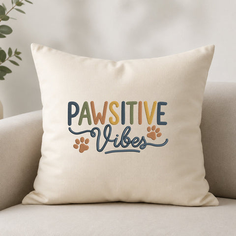 Pawsitive Vibes Embroidery Design – Dog Paw Machine Embroidery File, Positive Pet Lover Quote, Dog Mom Paw Print Design Embroidery/Applique DESIGNS PatternFeed8 