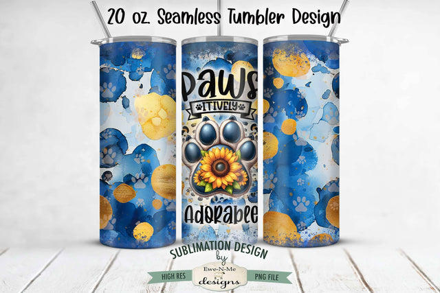 Pawsitively Adorable Dog Paw 20oz Seamless Tumbler Wrap Sublimation Ewe-N-Me Designs 
