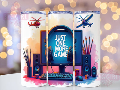 PC Gamer 20oz Just One More Game Tumbler, Gaming Gear Tumbler, 20oz Tumbler Design, Sublimation Tumbler Wrap, Video Game Tumbler, Neon Gamer Tumbler Sublimation SvggirlplusArt 