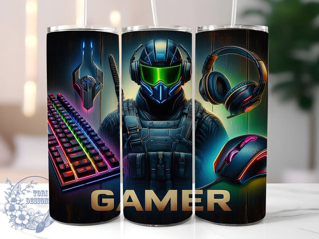 PC Gaming Gear 20oz Skinny Tumbler, Gamer Tumbler Png, Straight & Tapered Tumbler Wrap, Instant Digital Download Sublimation ToriDesigns 