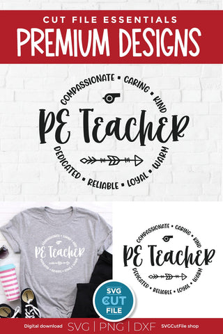 PE Teacher svg with round circle design SVG SVG Cut File 