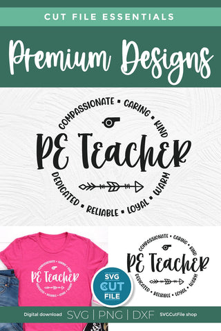PE Teacher svg with round circle design SVG SVG Cut File 