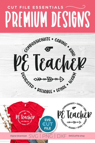 PE Teacher svg with round circle design SVG SVG Cut File 