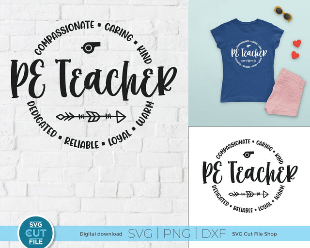 PE Teacher svg with round circle design SVG SVG Cut File 