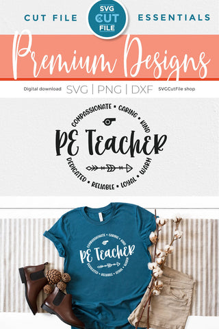 PE Teacher svg with round circle design SVG SVG Cut File 