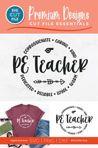 PE Teacher svg with round circle design SVG SVG Cut File 