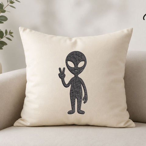 Peace Alien Machine Embroidery Design – Cute UFO Extraterrestrial Embroidery File Embroidery/Applique DESIGNS PatternFeed8 