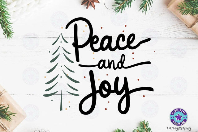 Peace and joy, Christmas Quote SVG Design, Christmas Sublimation SVG FiveStarCrafting 