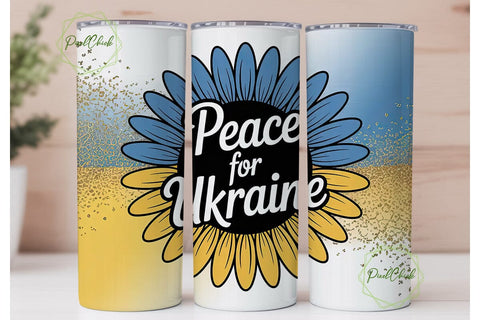 Peace for Ukraine 20oz Tumbler Wrap Sublimation PixelChick 