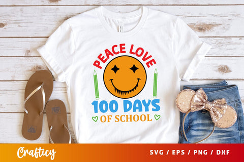 Peace love 100 days of schoo Svg Design SVG Designangry 