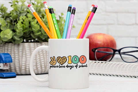 peace love 100 days of school svg Design SVG Regulrcrative 